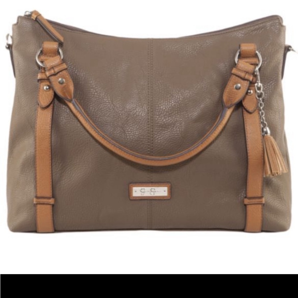 Jessica Simpson Taupe and Tan Hobo Shoulder Bag